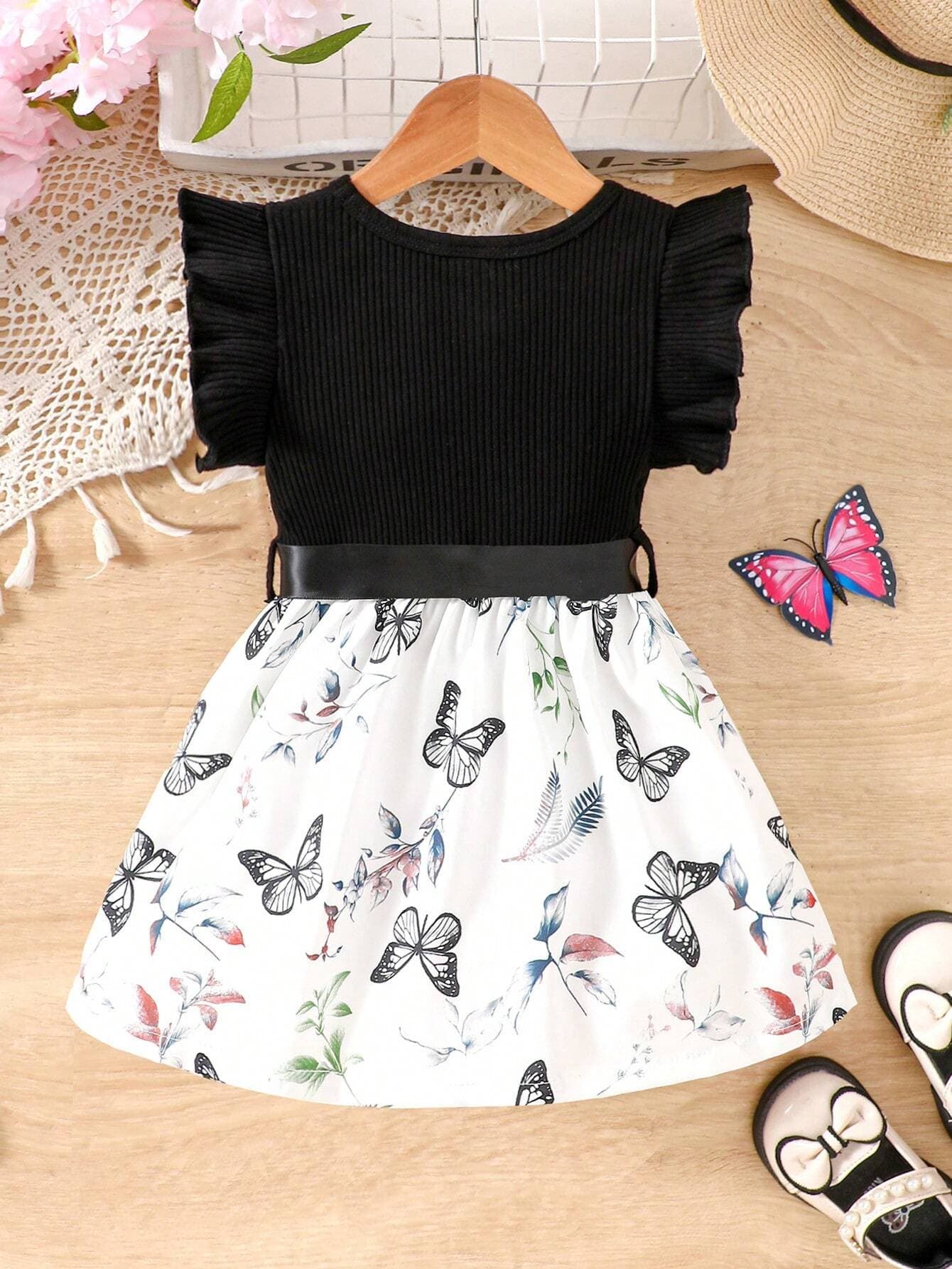 رومبير بناتي باللون الأسود وبتصميم الفراشات