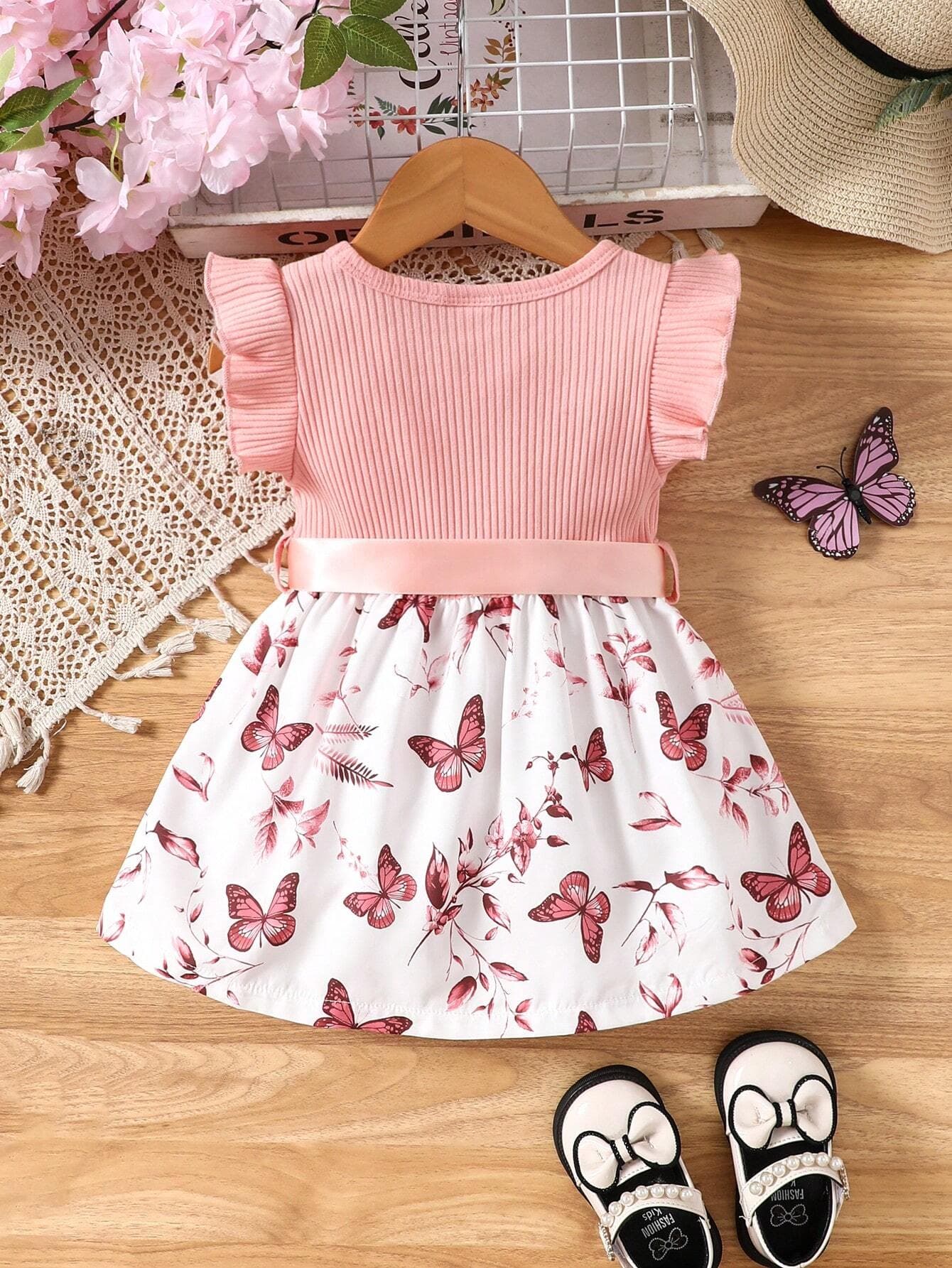 رومبير بناتي باللون الزهري وبتصميم الفراشات