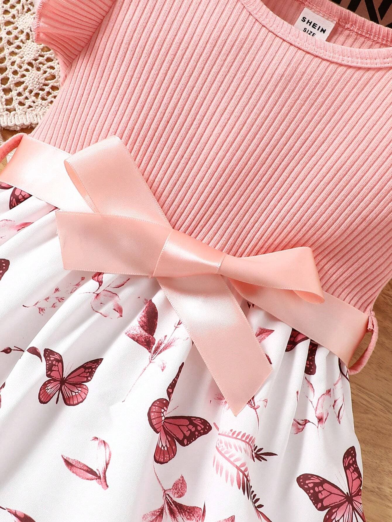 رومبير بناتي باللون الزهري وبتصميم الفراشات