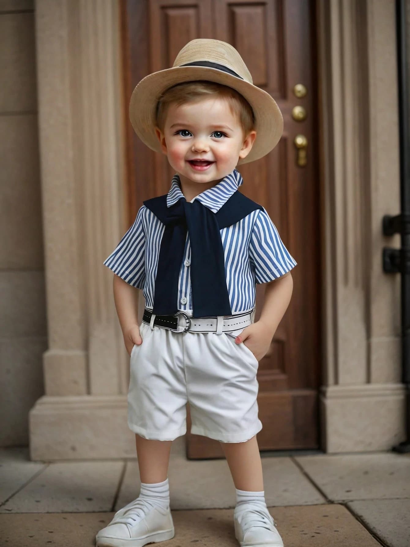 طقم شورت وقميص مخطط ولحشة