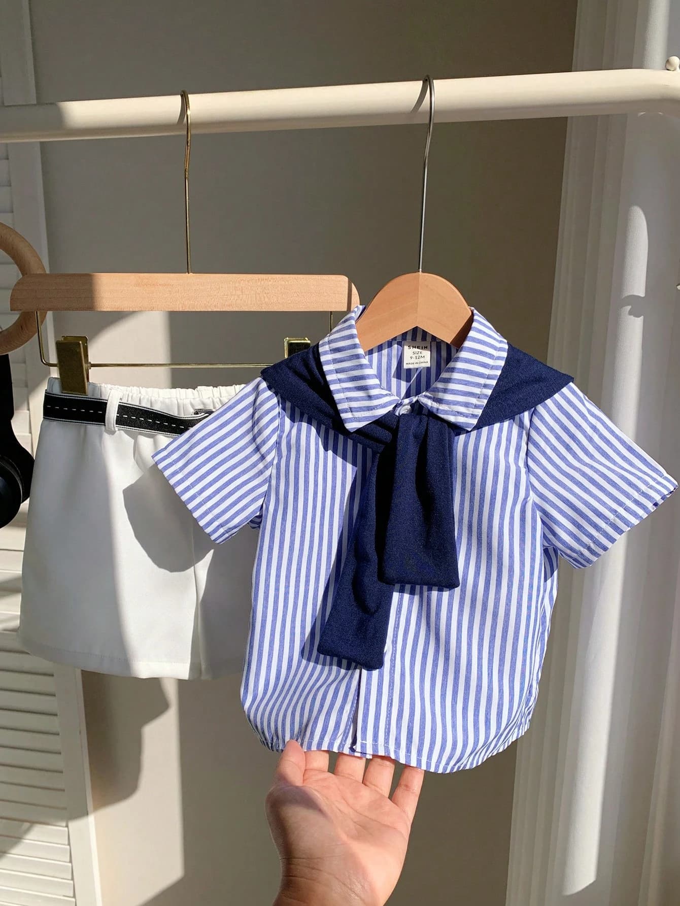 طقم شورت وقميص مخطط ولحشة