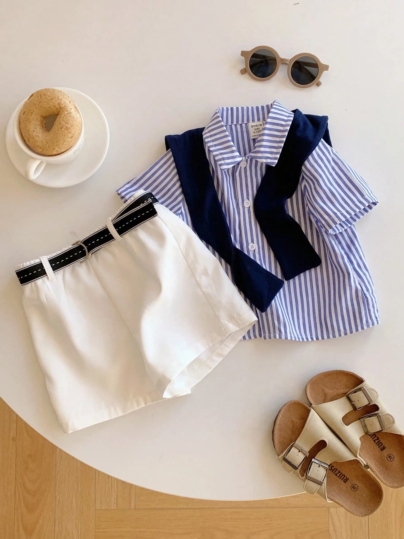 طقم شورت وقميص مخطط ولحشة