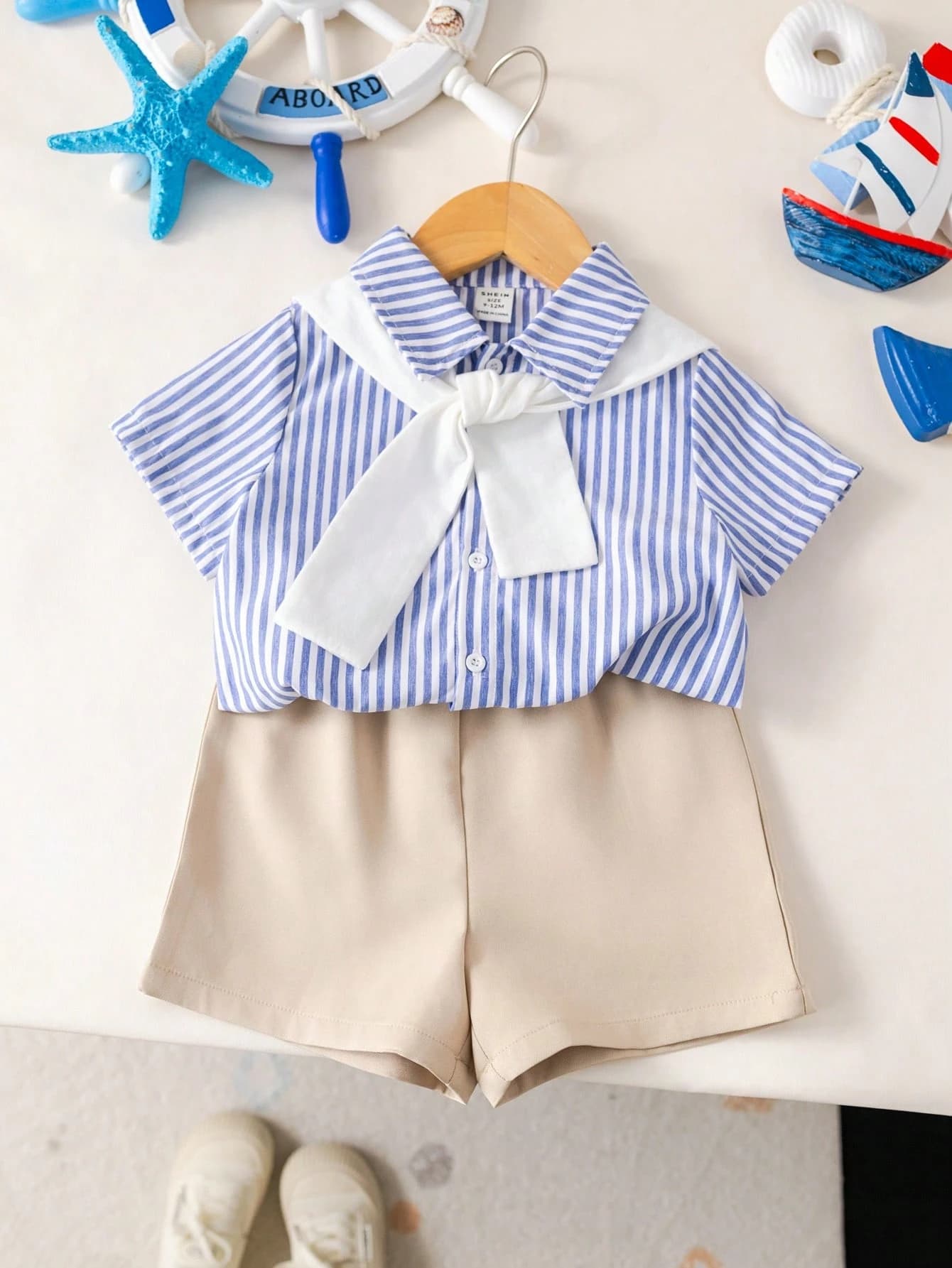 طقم شورت وقميص مخطط ولحشة