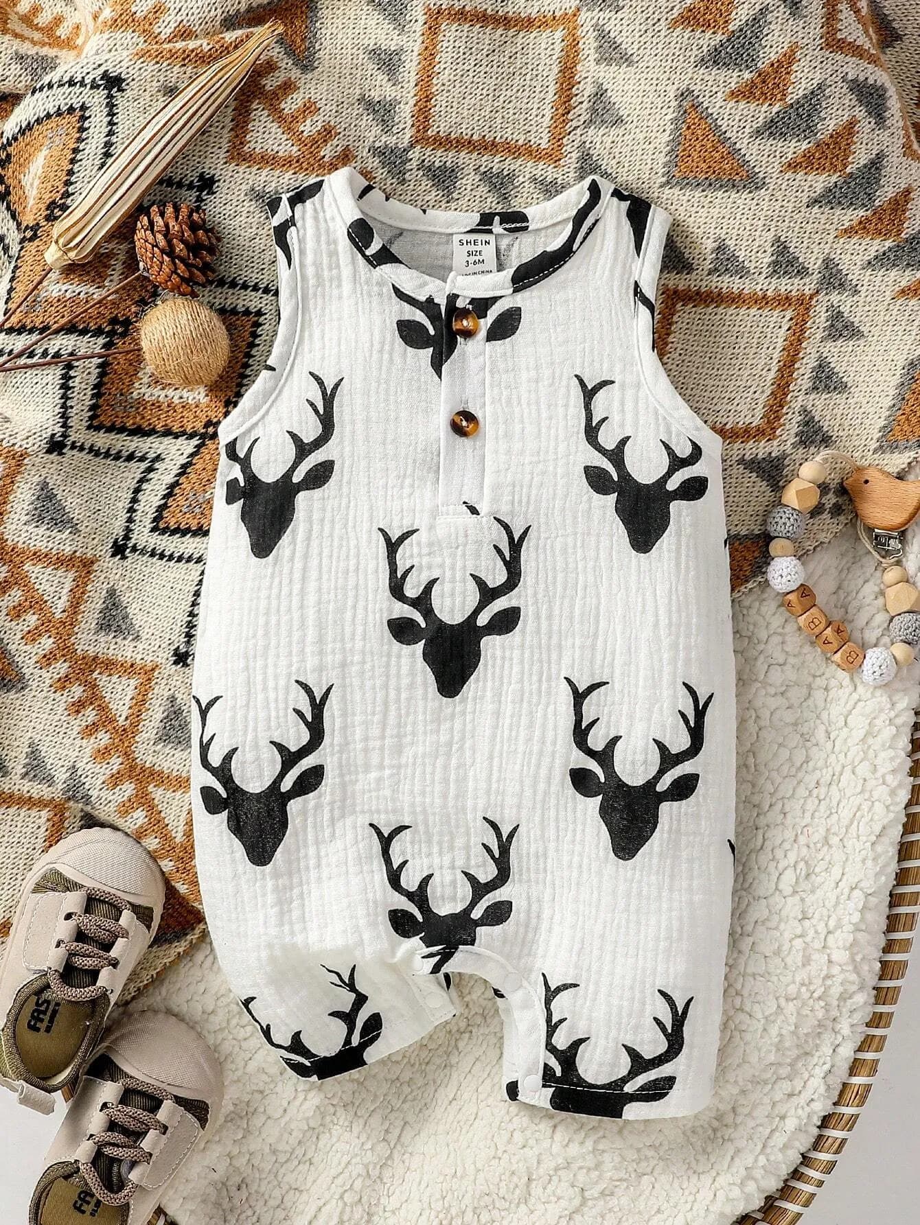 رومبير ولادي بلا أكمام بطبعة الغزال