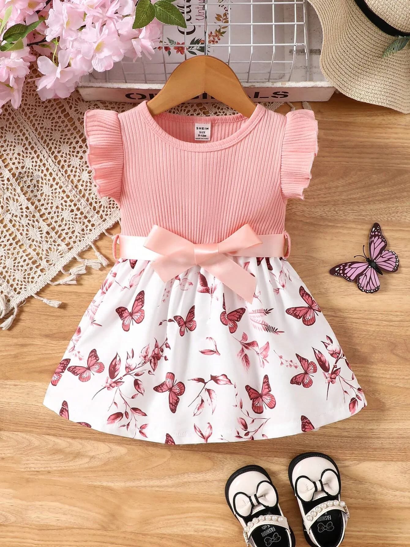 رومبير بناتي باللون الزهري وبتصميم الفراشات